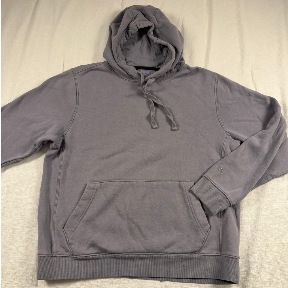 VRST Mens Fleece Pullover Hoodie Dusty Purple Blue Heavyweight Sweatshirt L